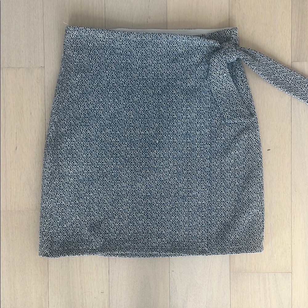 LOFT Gray Mini Wrap Skirt with Tie Front